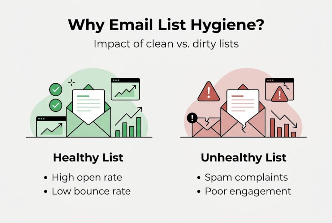 Infographic on healthy versus unhealthy email lists