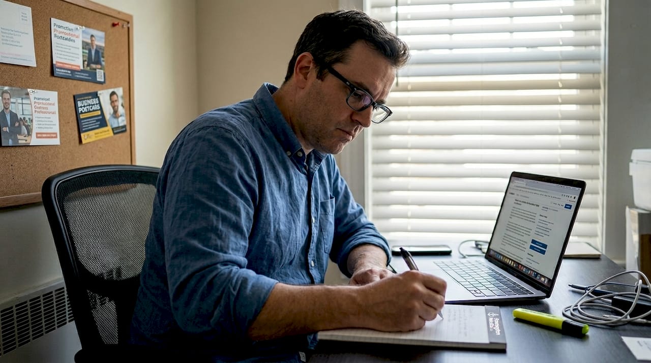 Man drafting lead magnet campaign