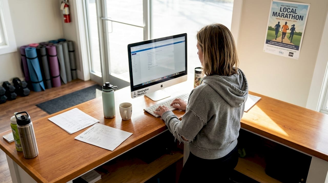 Fitness studio owner updating website story