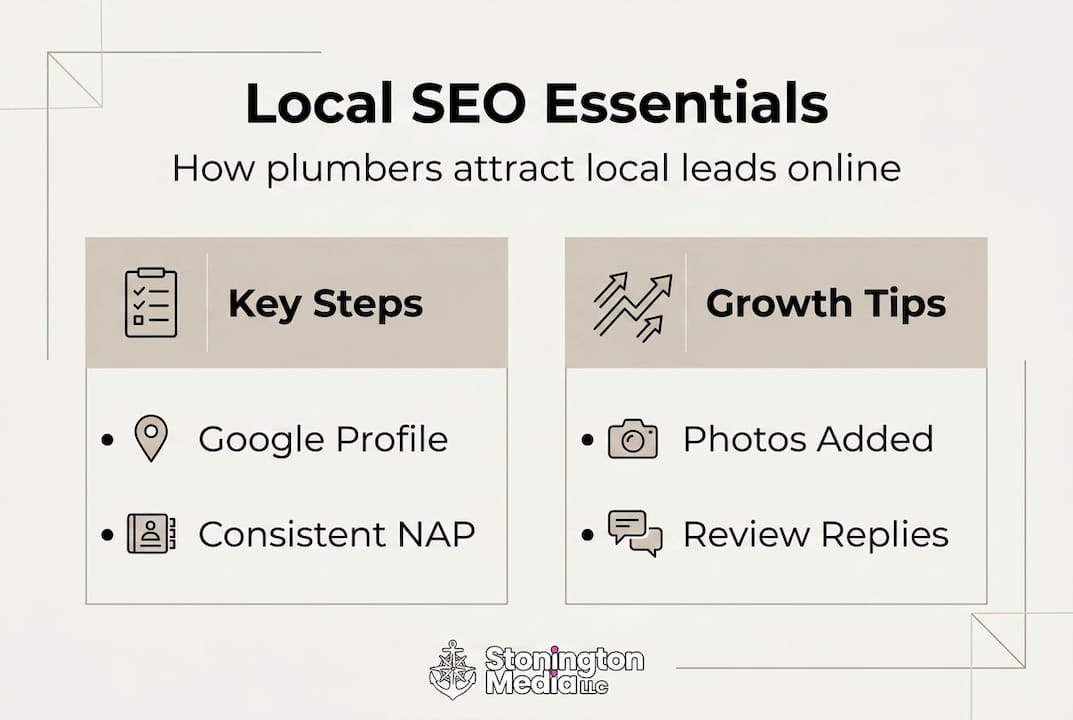 Infographic on plumber local SEO steps and tips