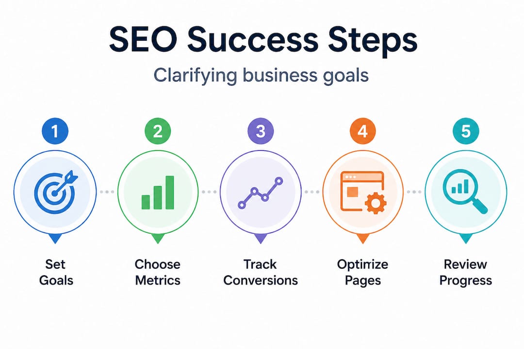 Infographic showing SEO goal-setting steps