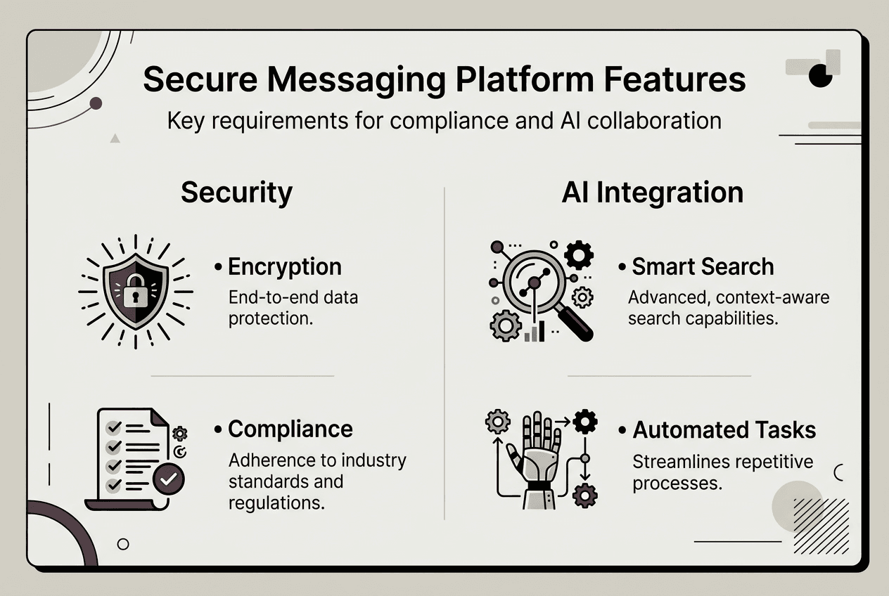 Infographic showing secure messaging key features