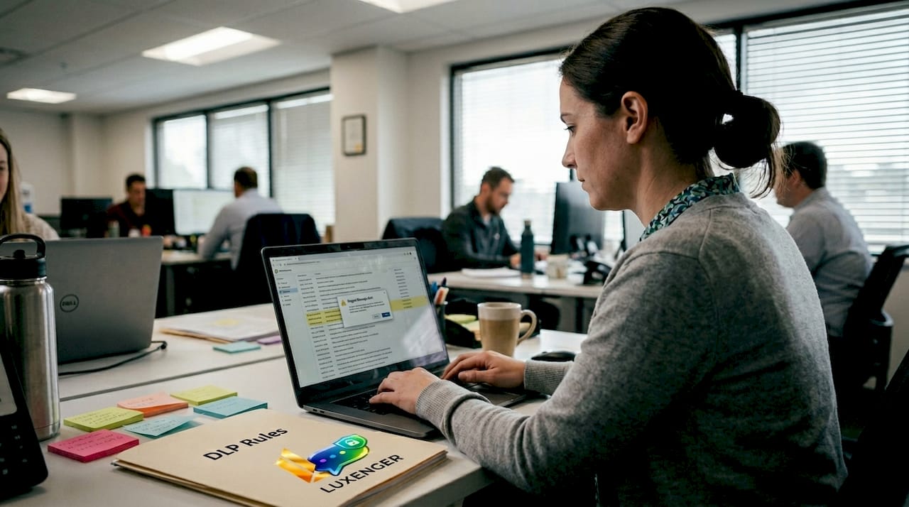 Compliance officer scans messaging logs for DLP