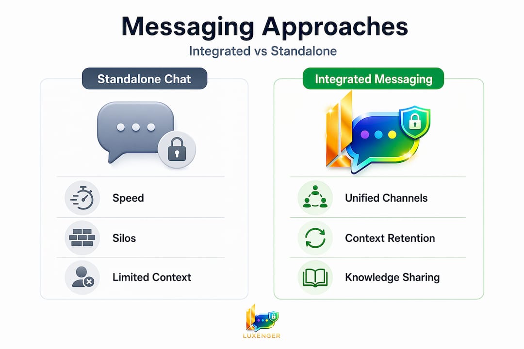 Infographic comparing standalone versus integrated messaging