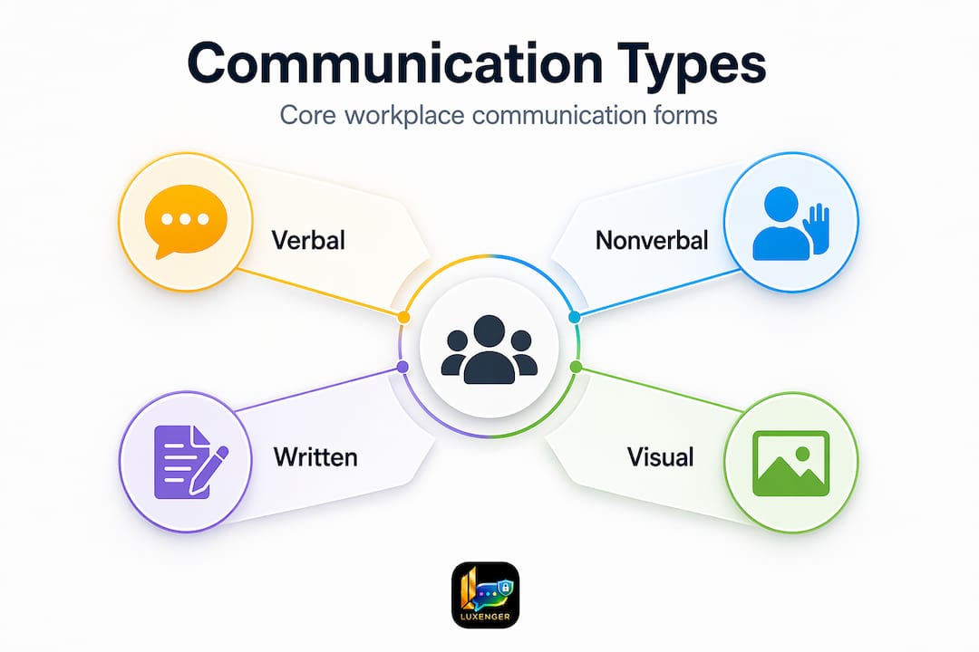 Infographic showing four types of workplace communication