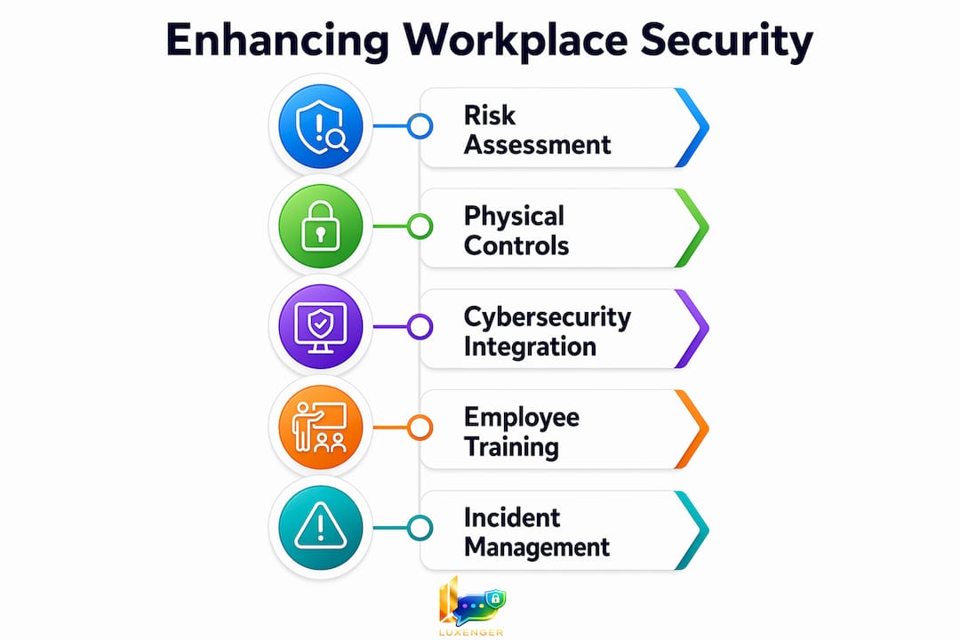 Infographic outlining key steps to improve workplace security