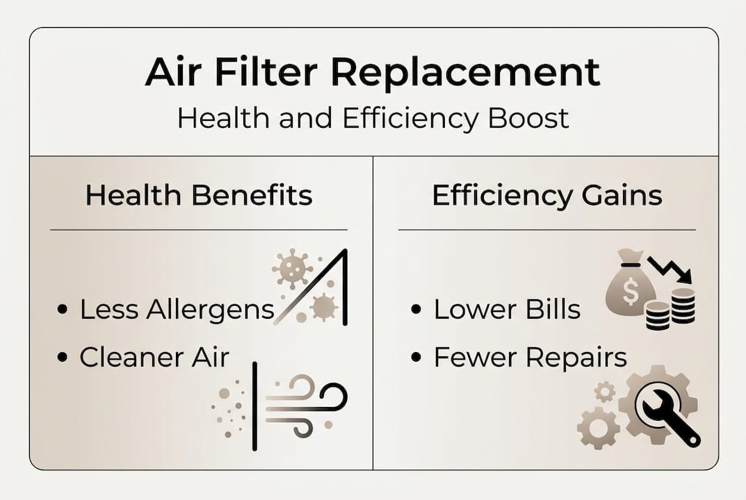 Infographic of health and efficiency from filter replacement