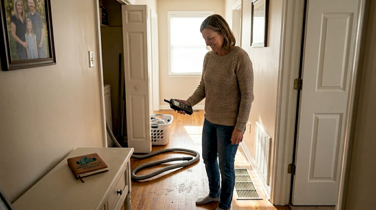 Homeowner tests airflow after HVAC cleaning
