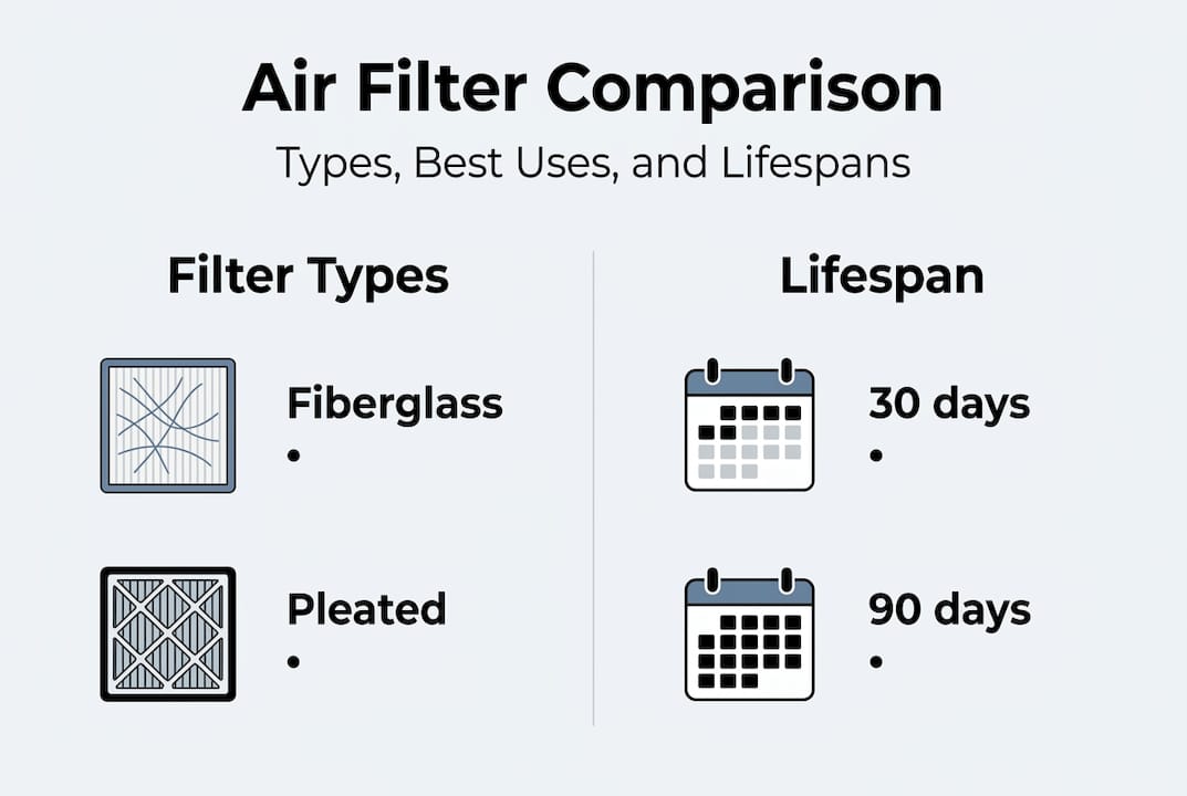 Infographic comparing air filter types and lifespan