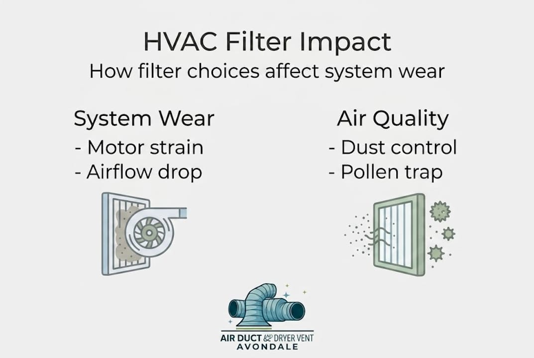 Infographic showing HVAC filter effects