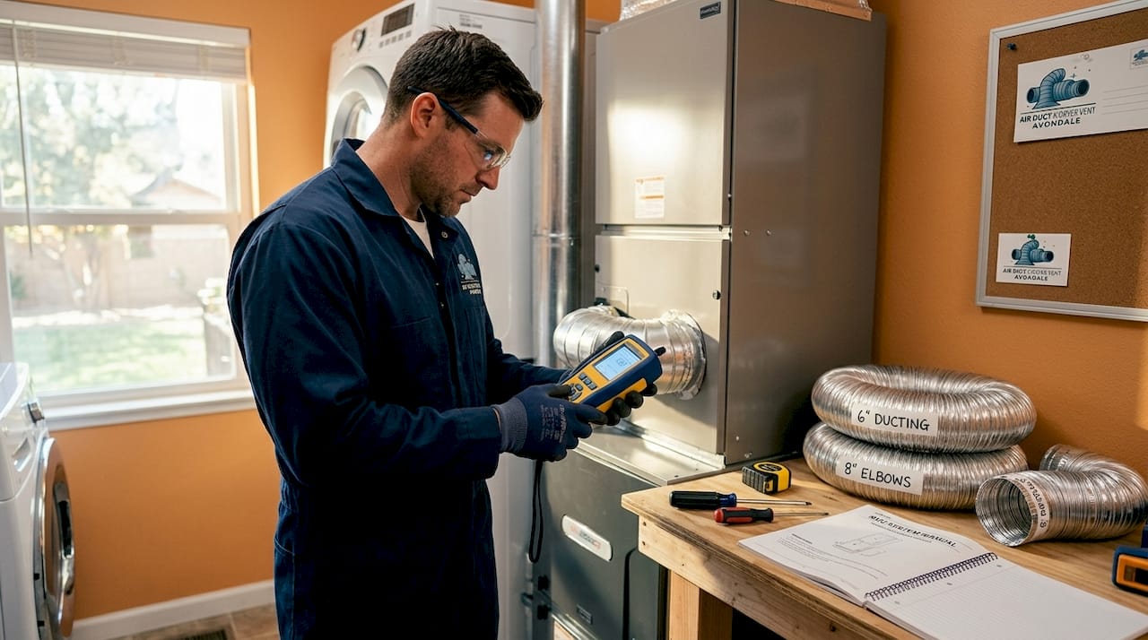 HVAC technician testing mechanical ventilation system