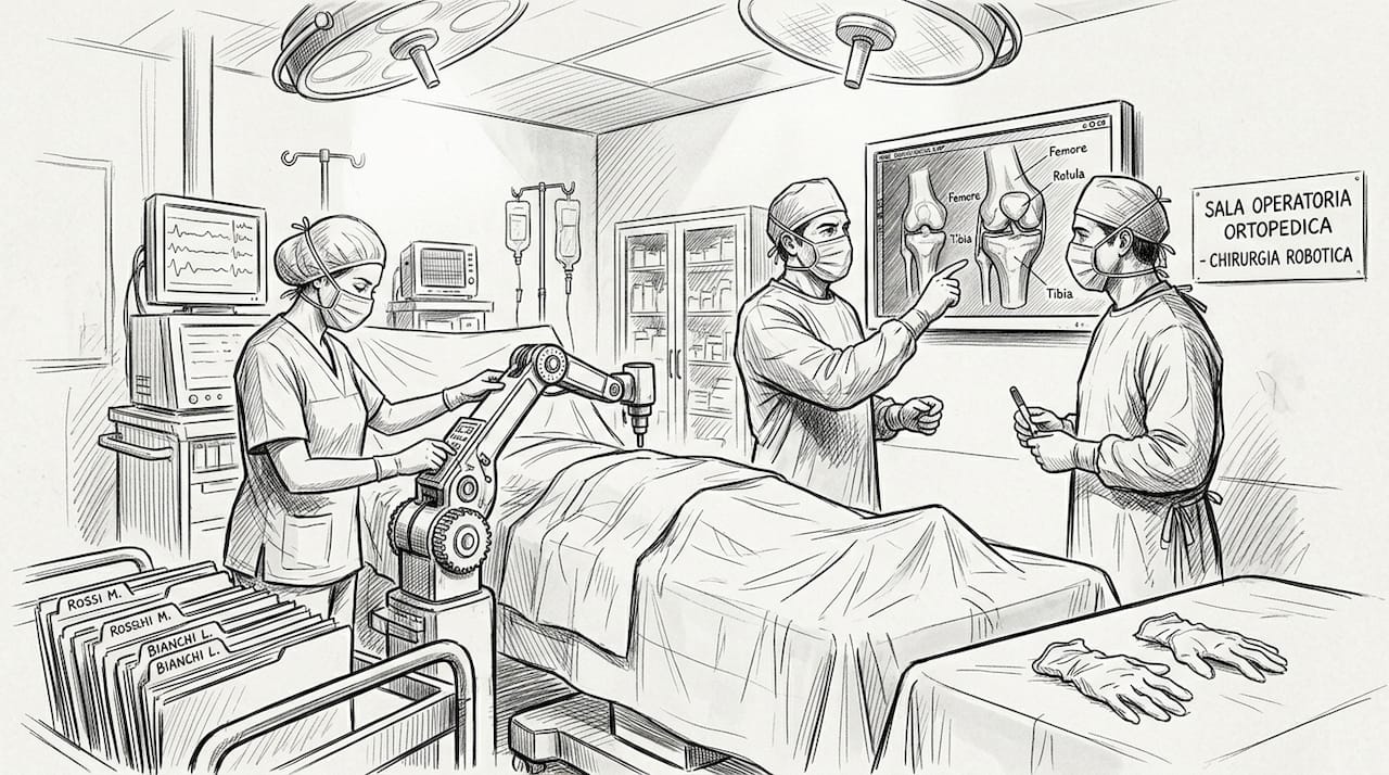 Equipe di chirurghi impiega la tecnologia robotica negli interventi ortopedici