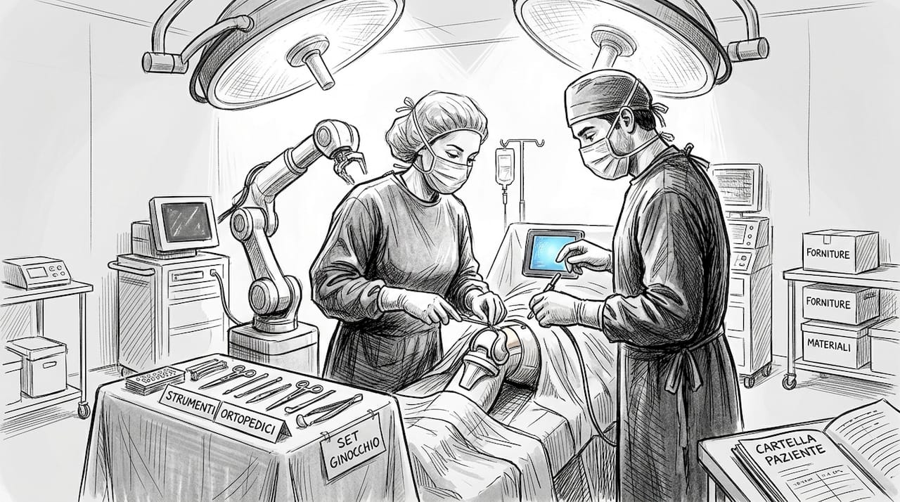 Ortopedici specializzati che operano con sistemi robotici all’avanguardia in sala operatoria
