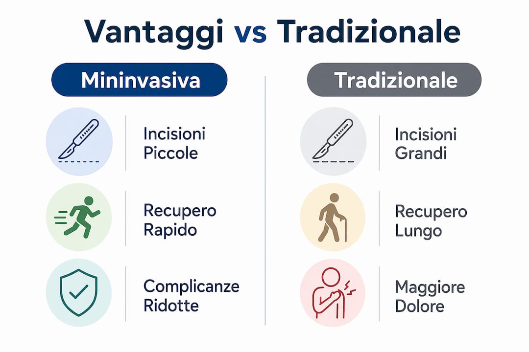 Infografica: pro e contro della chirurgia mininvasiva rispetto a quella tradizionale