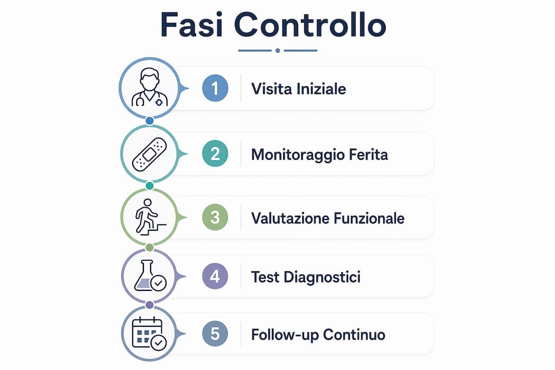 Infografica che mostra le diverse fasi dei controlli dopo un intervento chirurgico