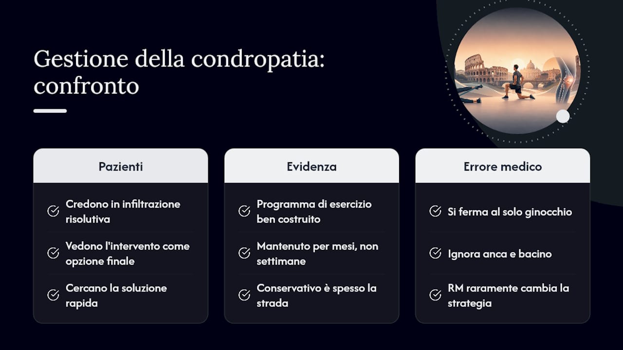 Cosa penso davvero della gestione della condropatia rotulea — overview diagram