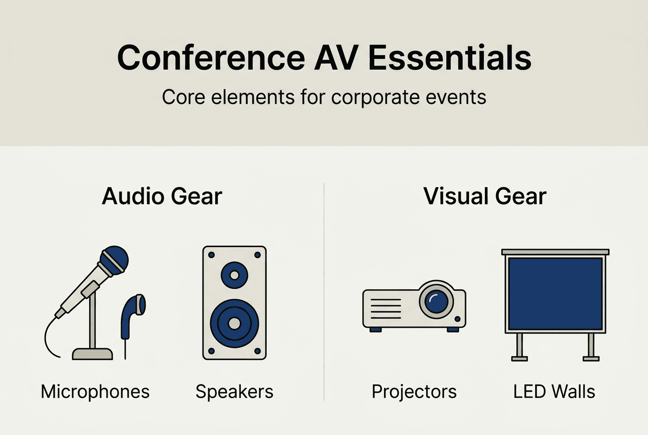Infographic of core conference AV components