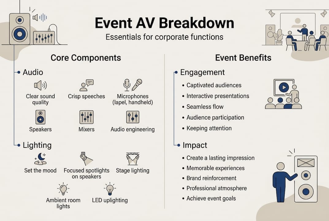 Infographic showing core AV components and benefits