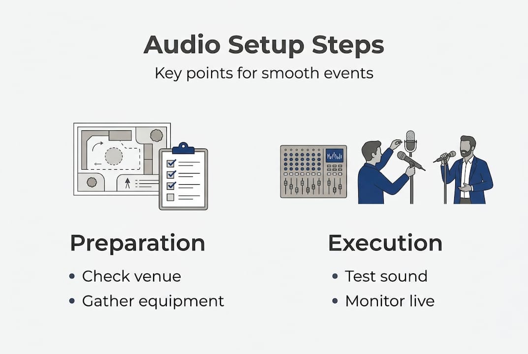 Infographic on key audio setup steps