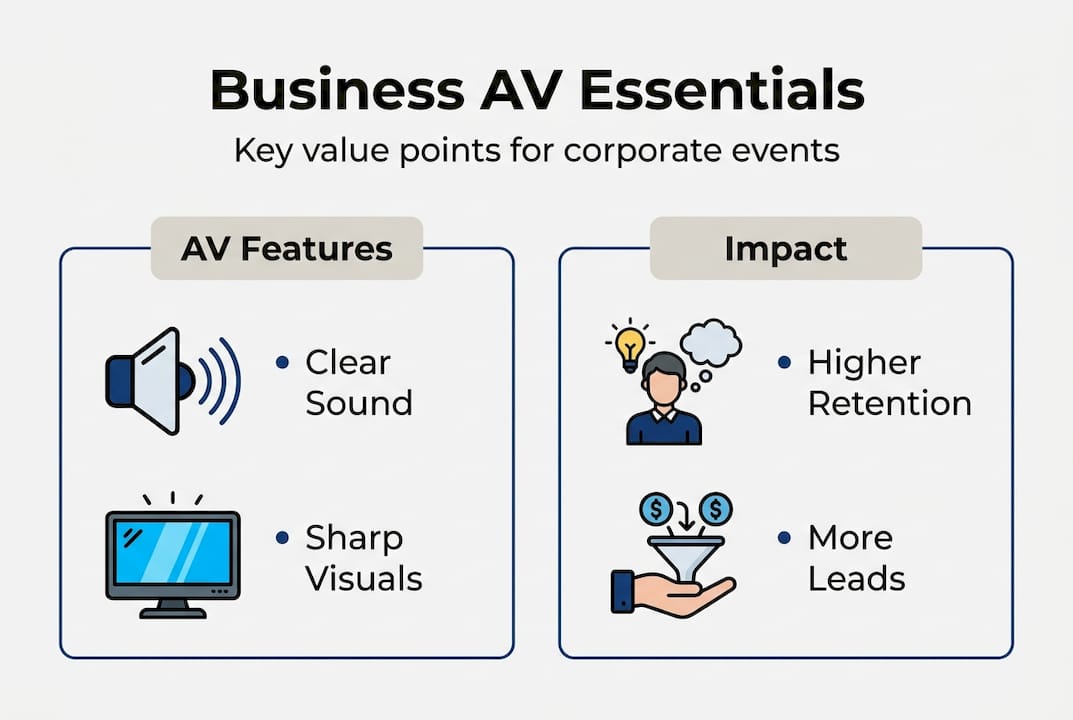 Infographic summarizing business AV value and benefits