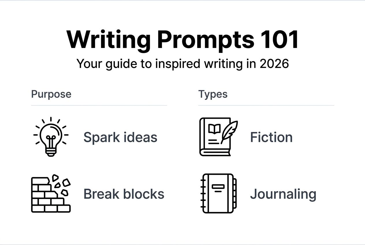 Infographic with writing prompt basics and types