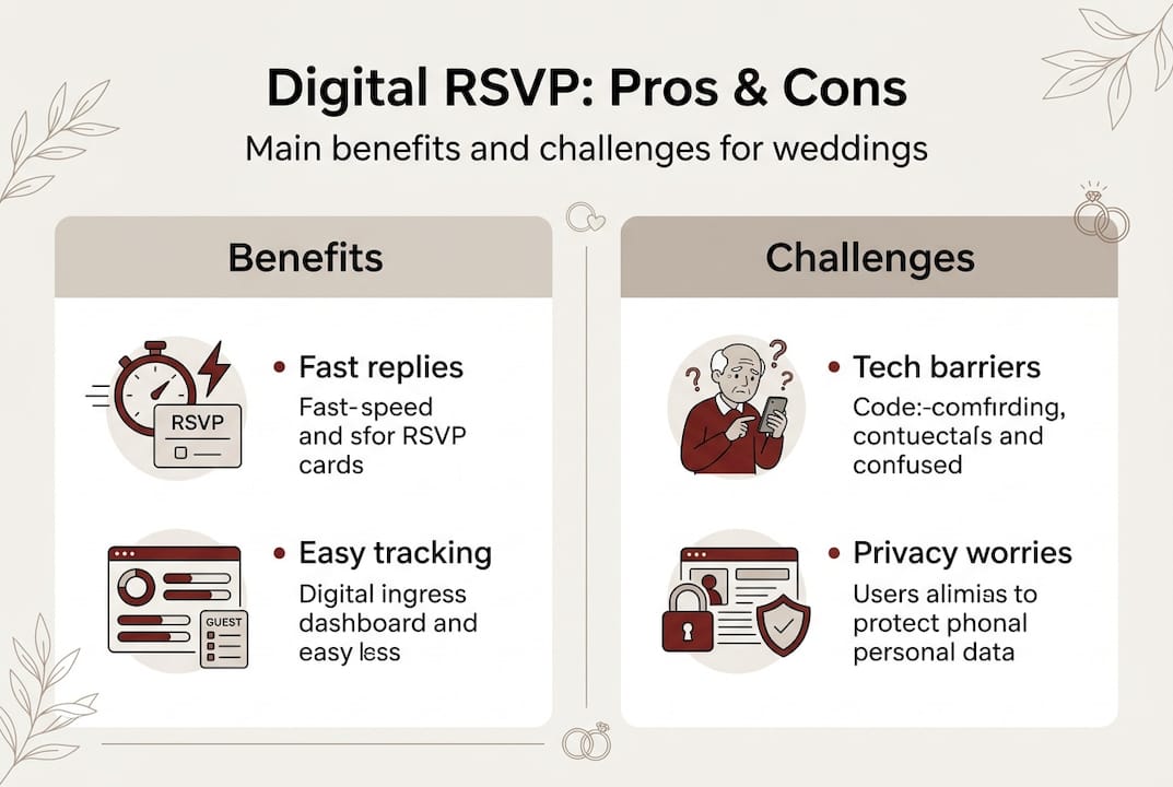 Infographic comparing digital RSVP pros and cons