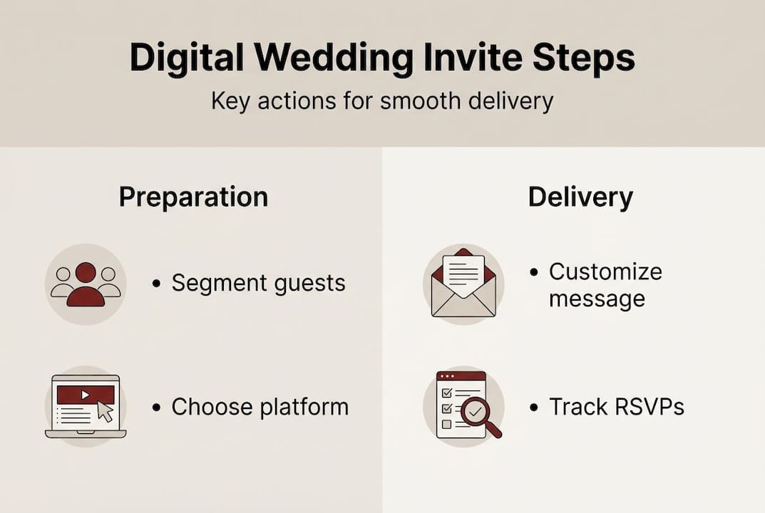 Infographic showing digital wedding invite steps