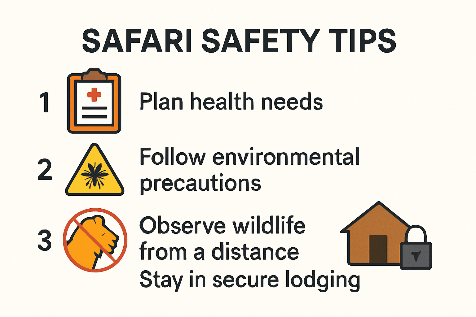 Visual checklist of essential safari safety tips