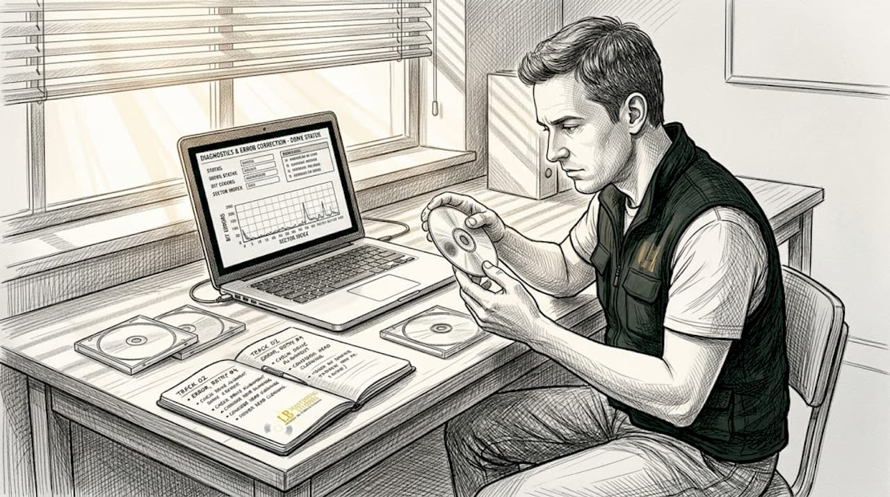 Technician checks CD error correction results