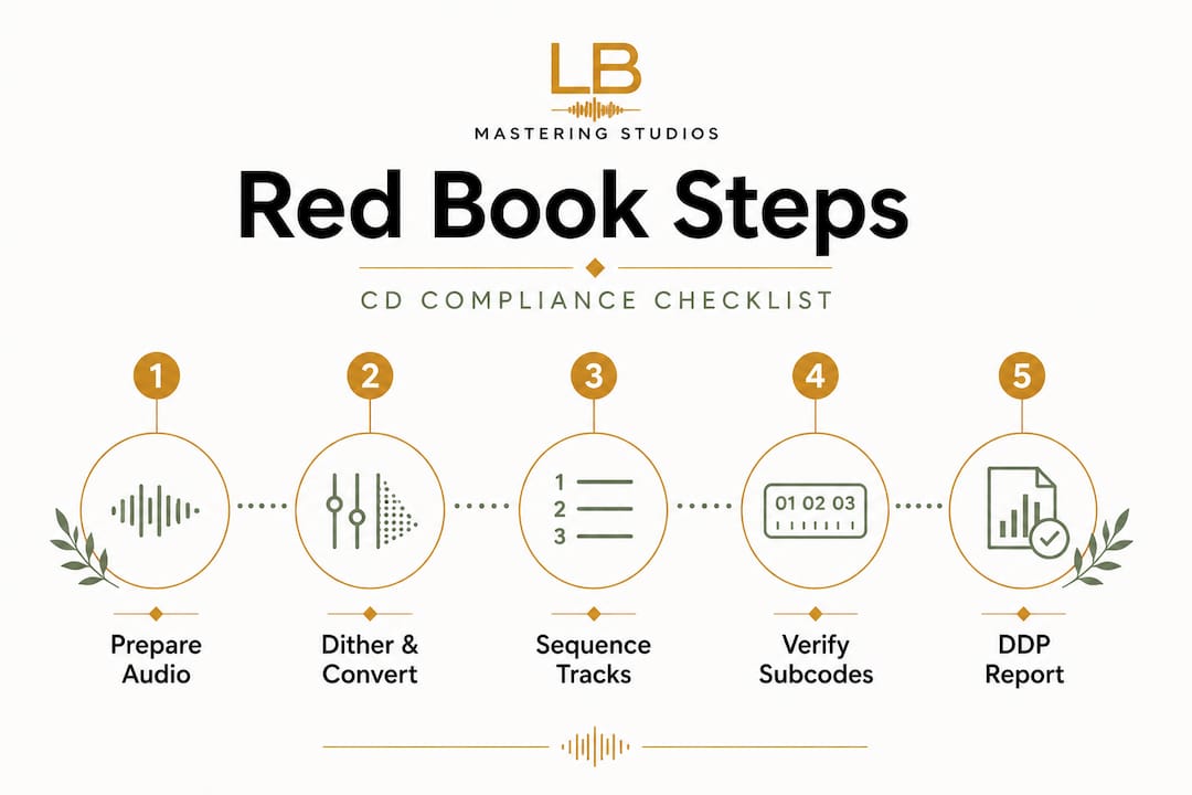 Infographic of Red Book CD compliance steps
