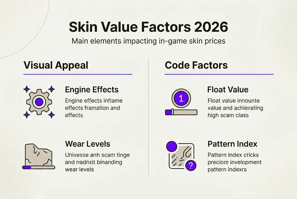 Infographic showing key skin value factors