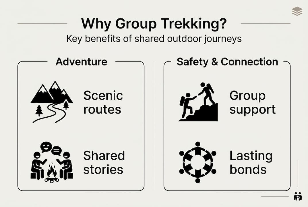 Infographie décrivant les avantages du trekking de groupe
