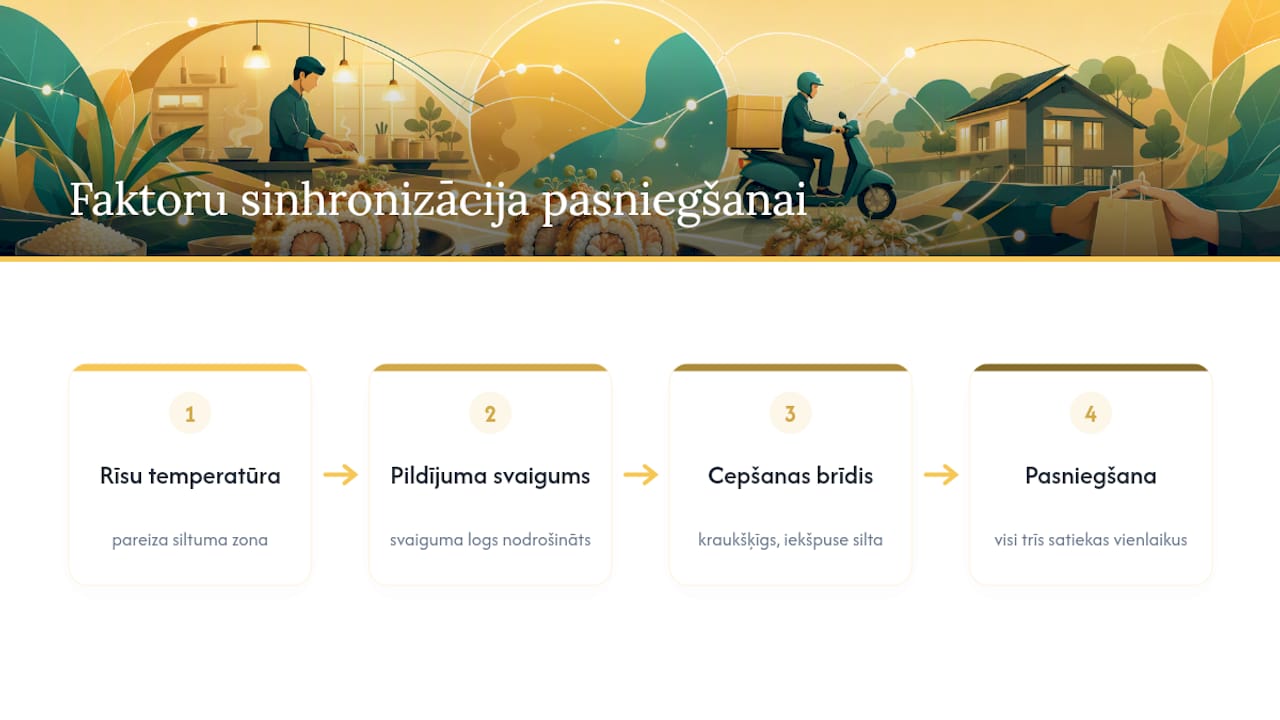 Trīs faktori, kas ietekmē silto suši gatavošanas laiku