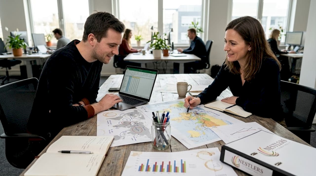 1776328710324 Team collaborating on global hiring strategy Employer of Record Service: Compliant Global Hiring Guide Team collaborating on global hiring strategy