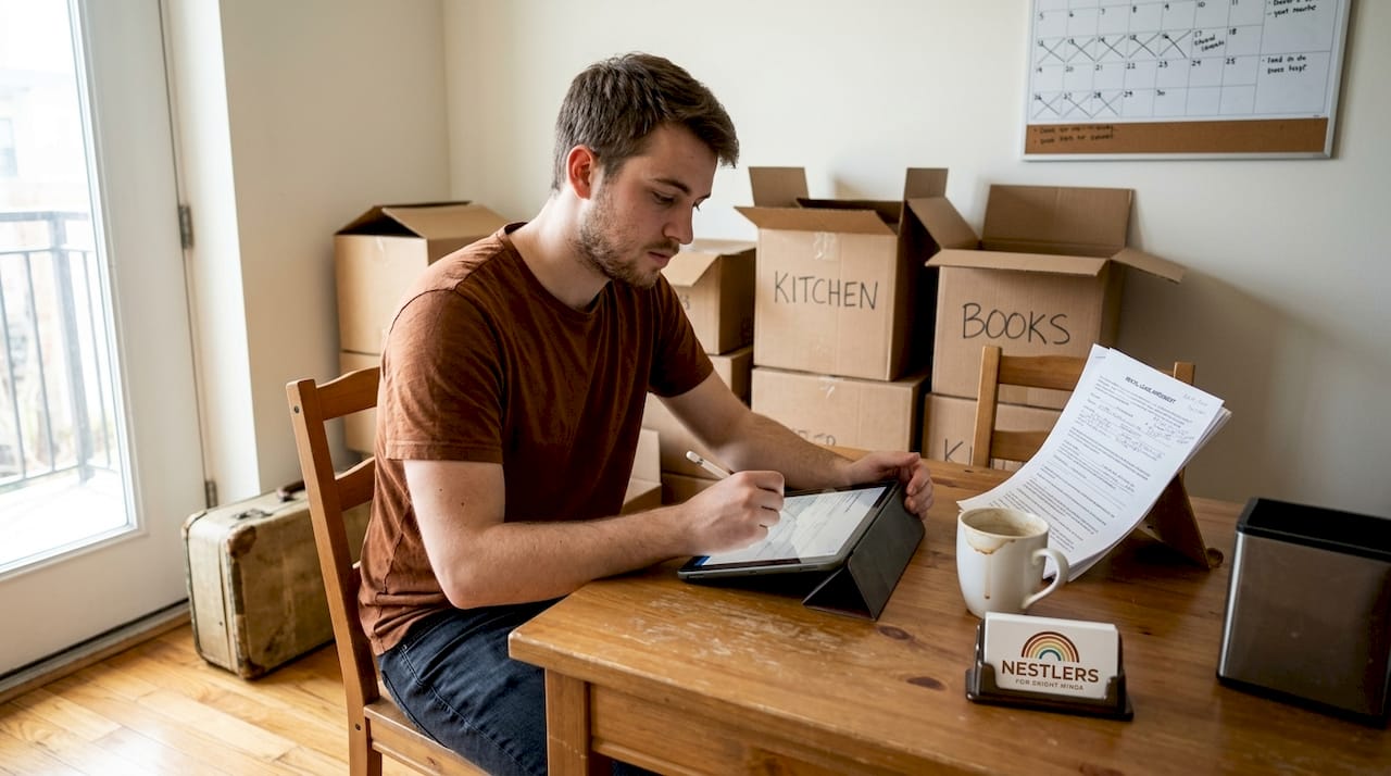 Employee onboarding in city apartment with paperwork