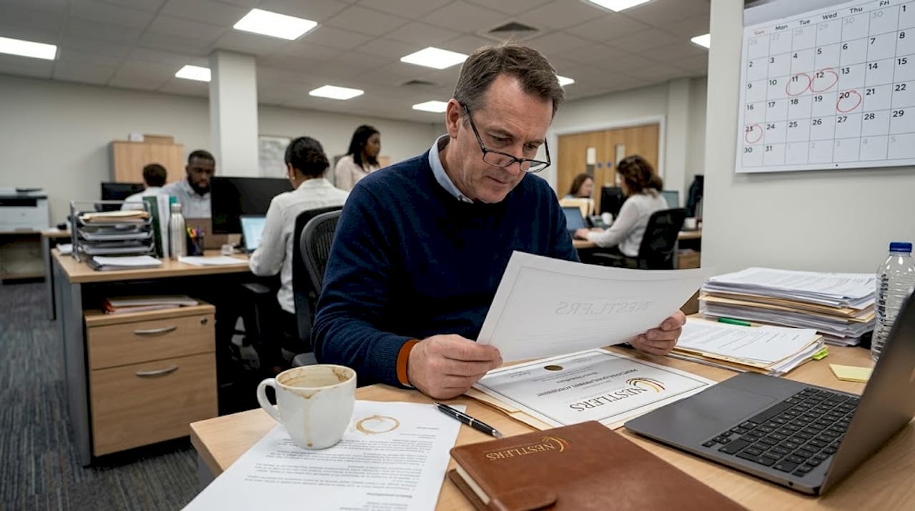 Worker reviewing A1 certificate documents
