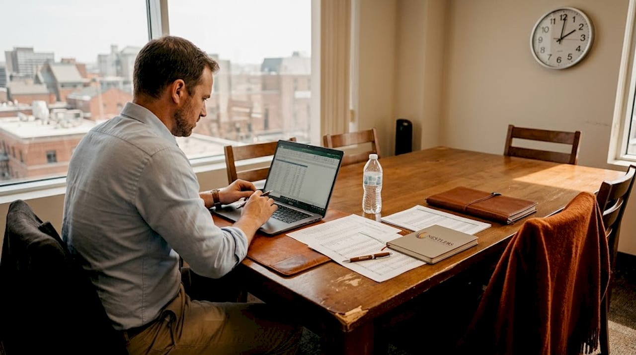 Auditor checking payroll compliance paperwork