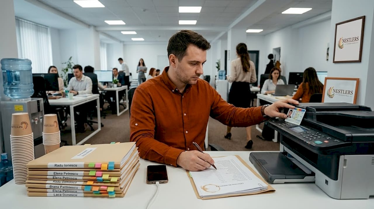 HR assistant registering Romanian employee ID