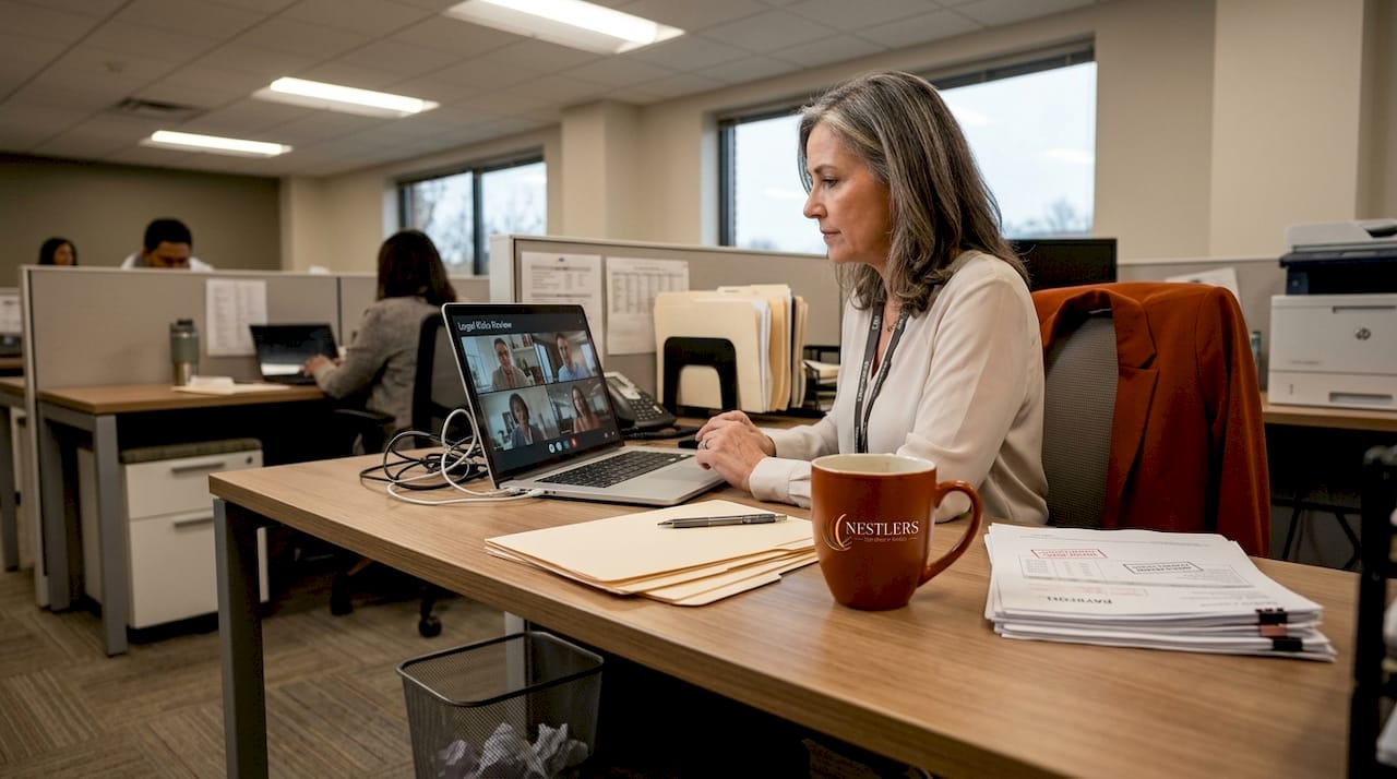 Compliance manager reviewing HR legal risks