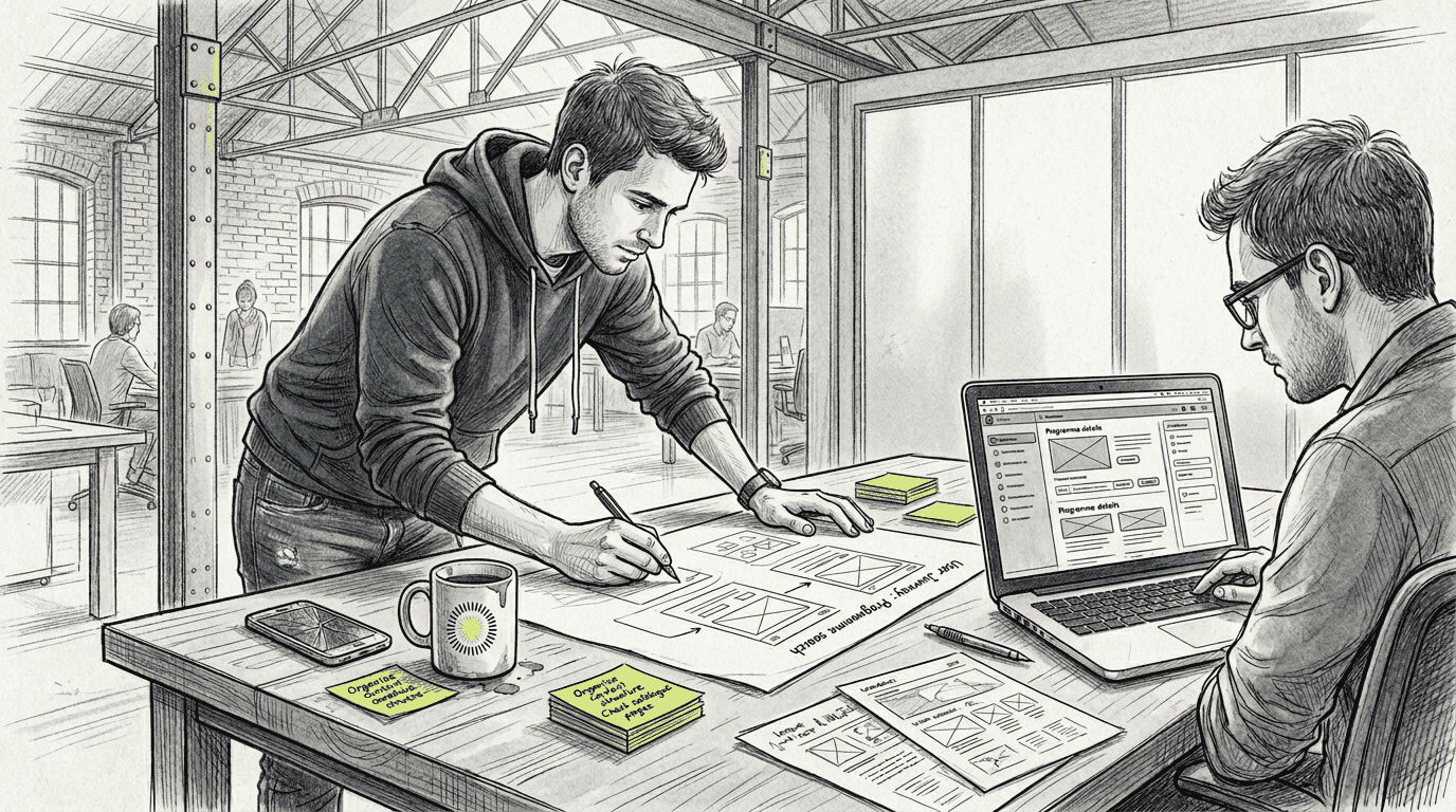 UX designer drawing mobile app wireframes