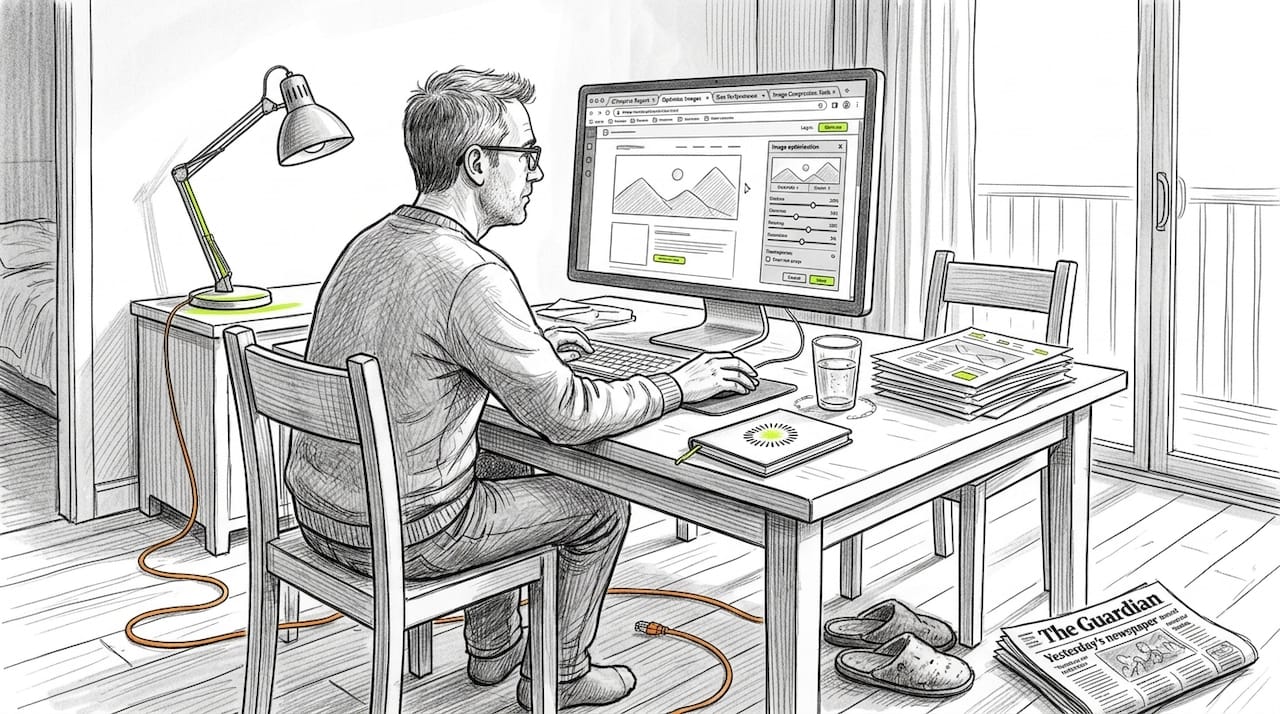 Web designer working to speed up website