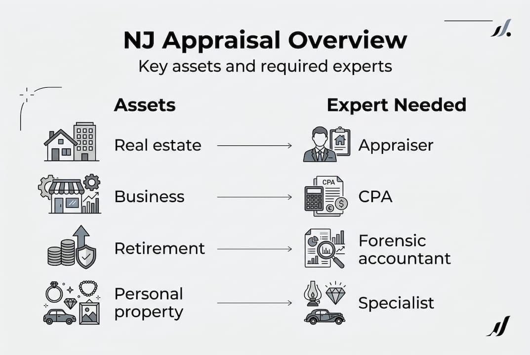 Infographic of NJ asset types and valuation experts