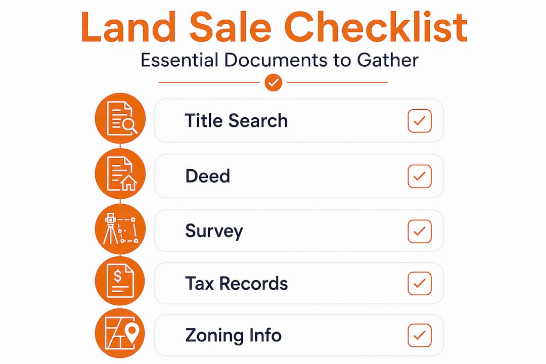Infographic showing checklist for vacant land sale documents