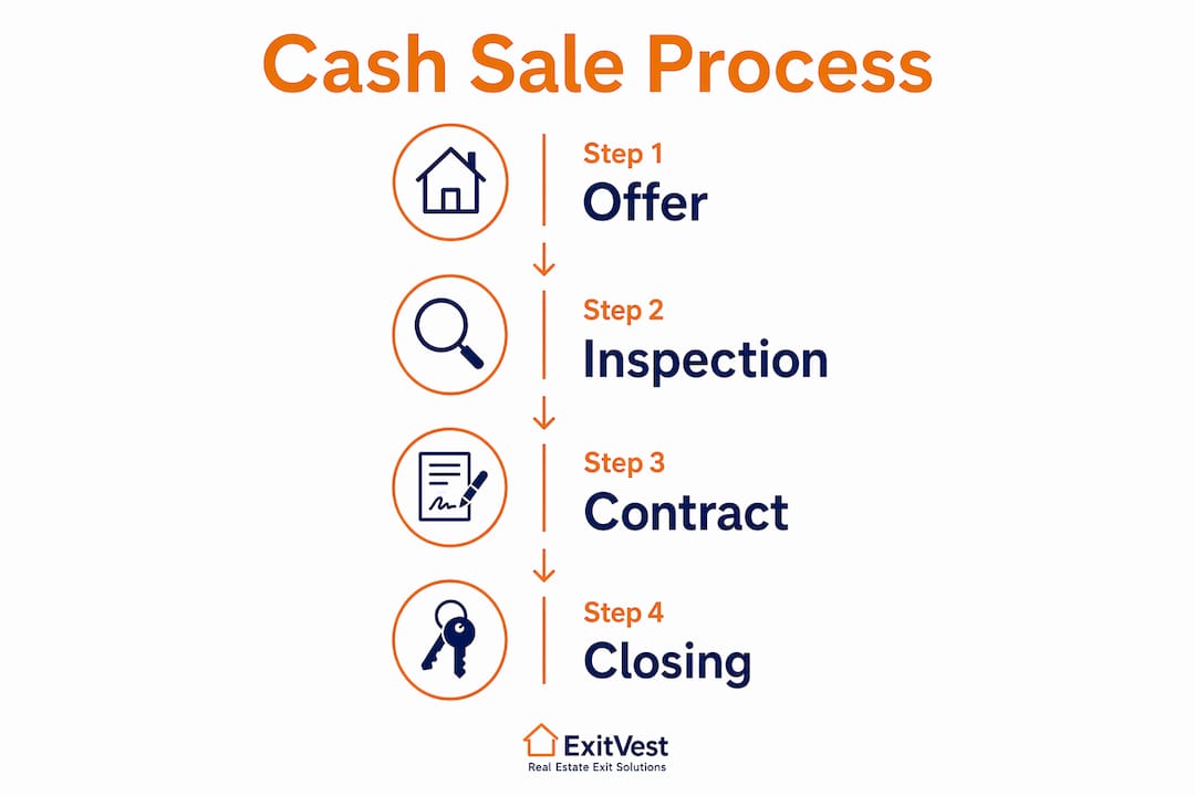 Infographic illustrating cash home sale process steps