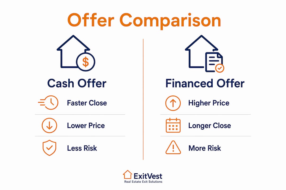 Infographic comparing cash and financed real estate offers
