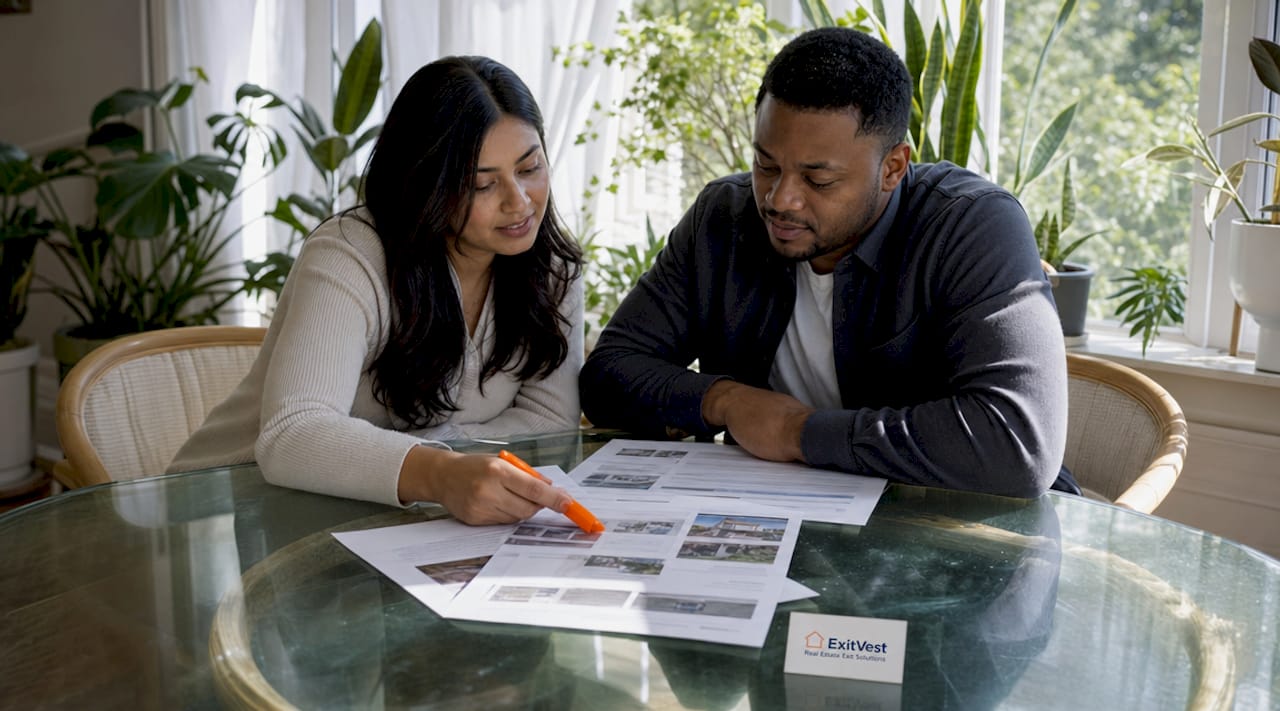 Couple comparing cash and financed home offers