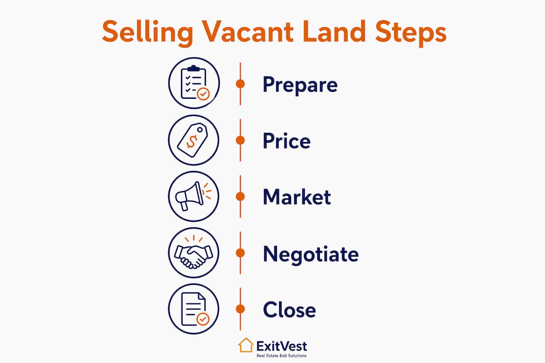 Infographic showing steps to sell vacant land