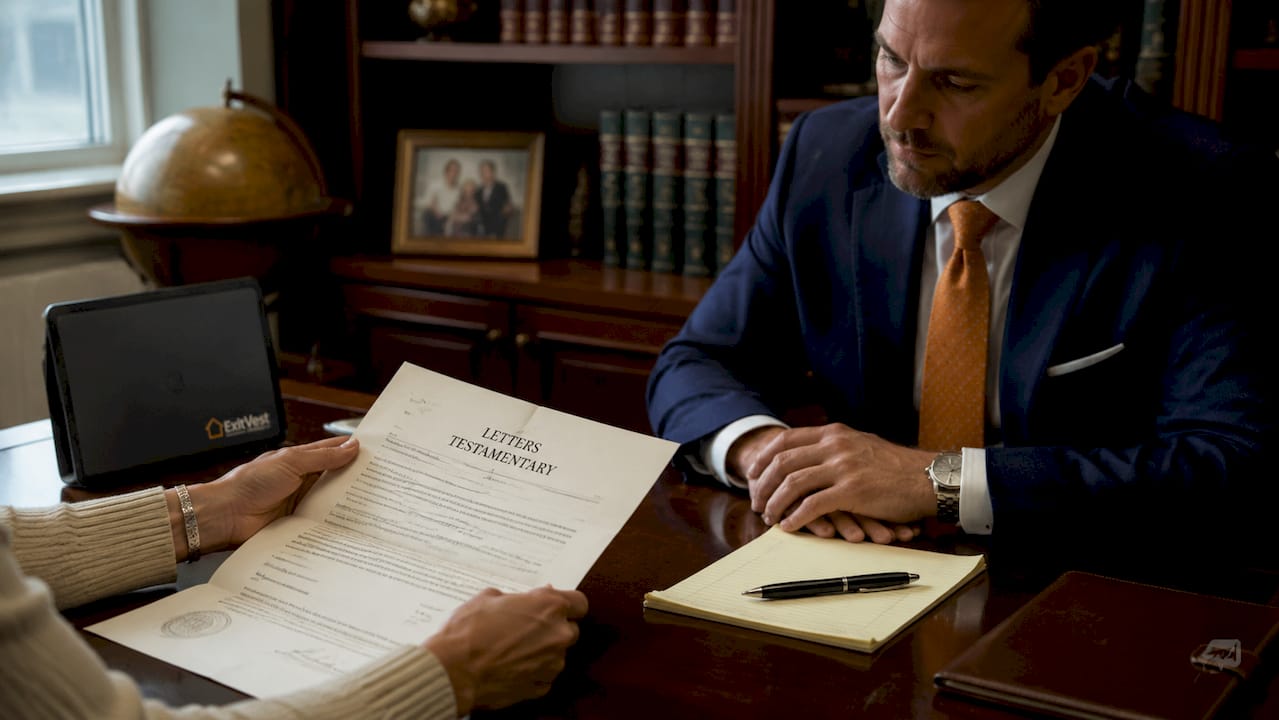 Hands holding probate court Letters Testamentary