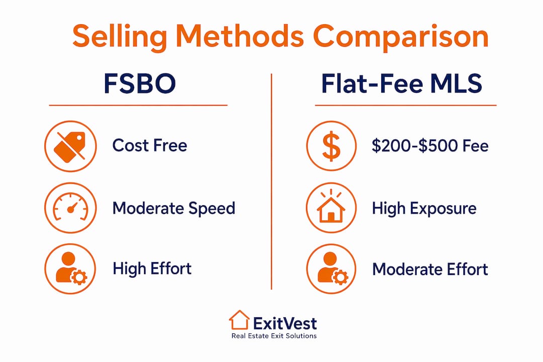 Infographic comparing FSBO and Flat-Fee MLS methods