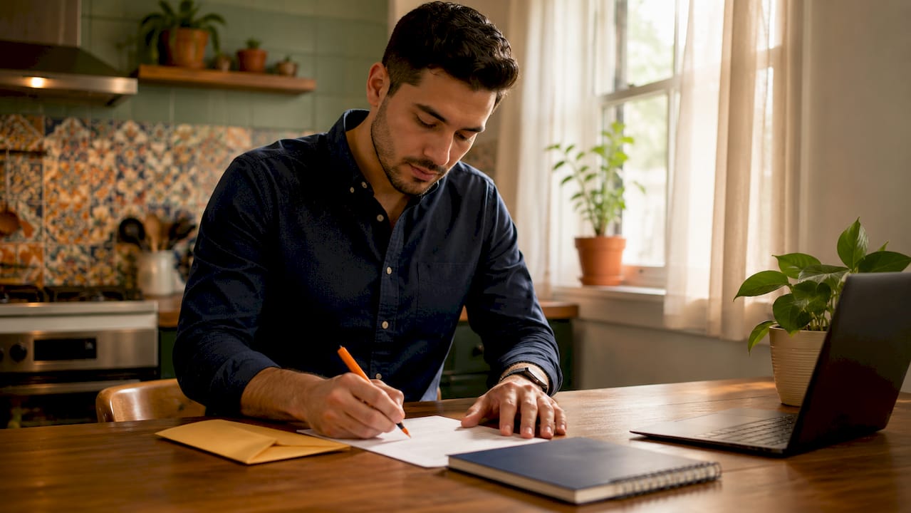 Landlord preparing tenant showing notice letter